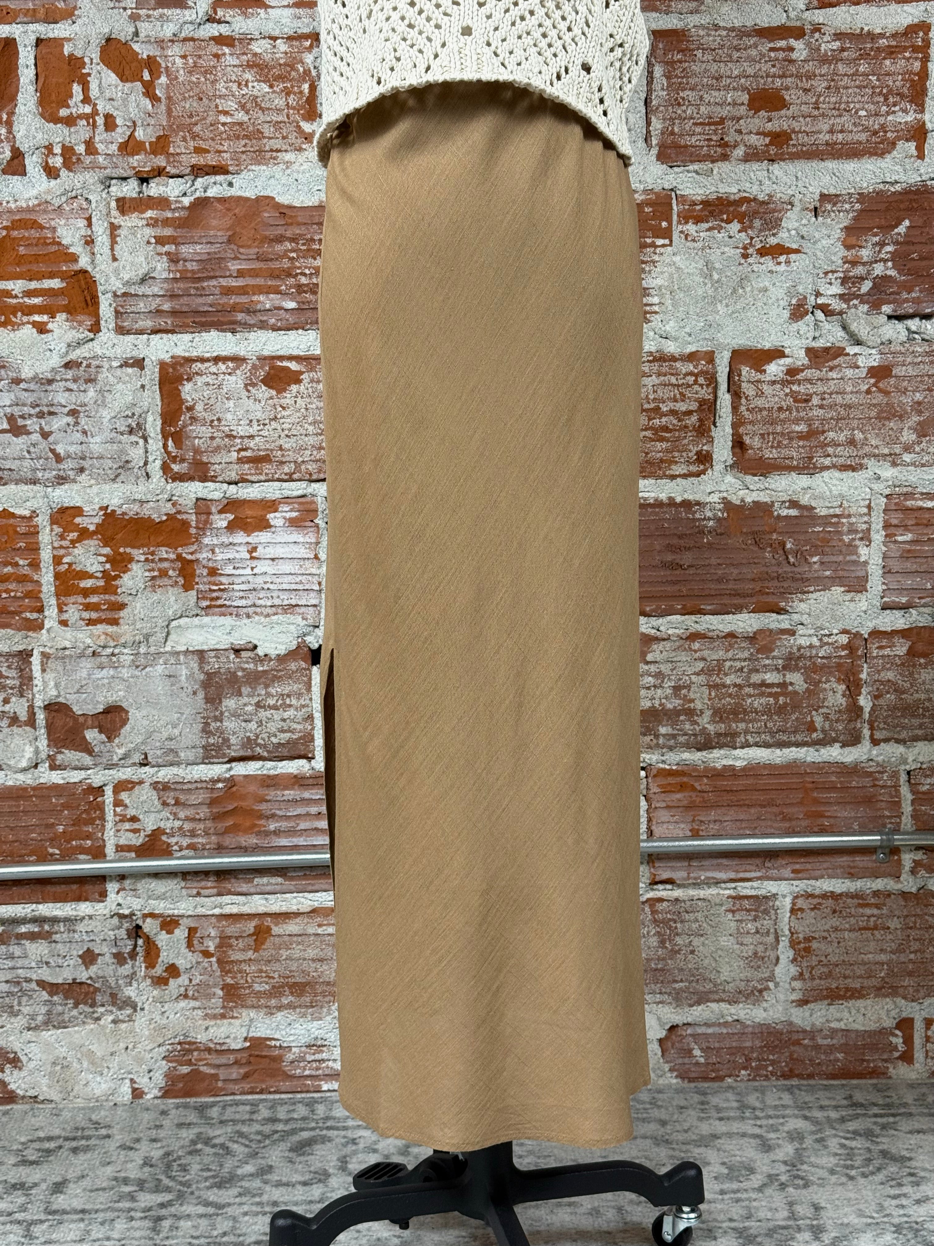 Dex A-Line Skirt in Camel-231 Skirts-Little Bird Boutique