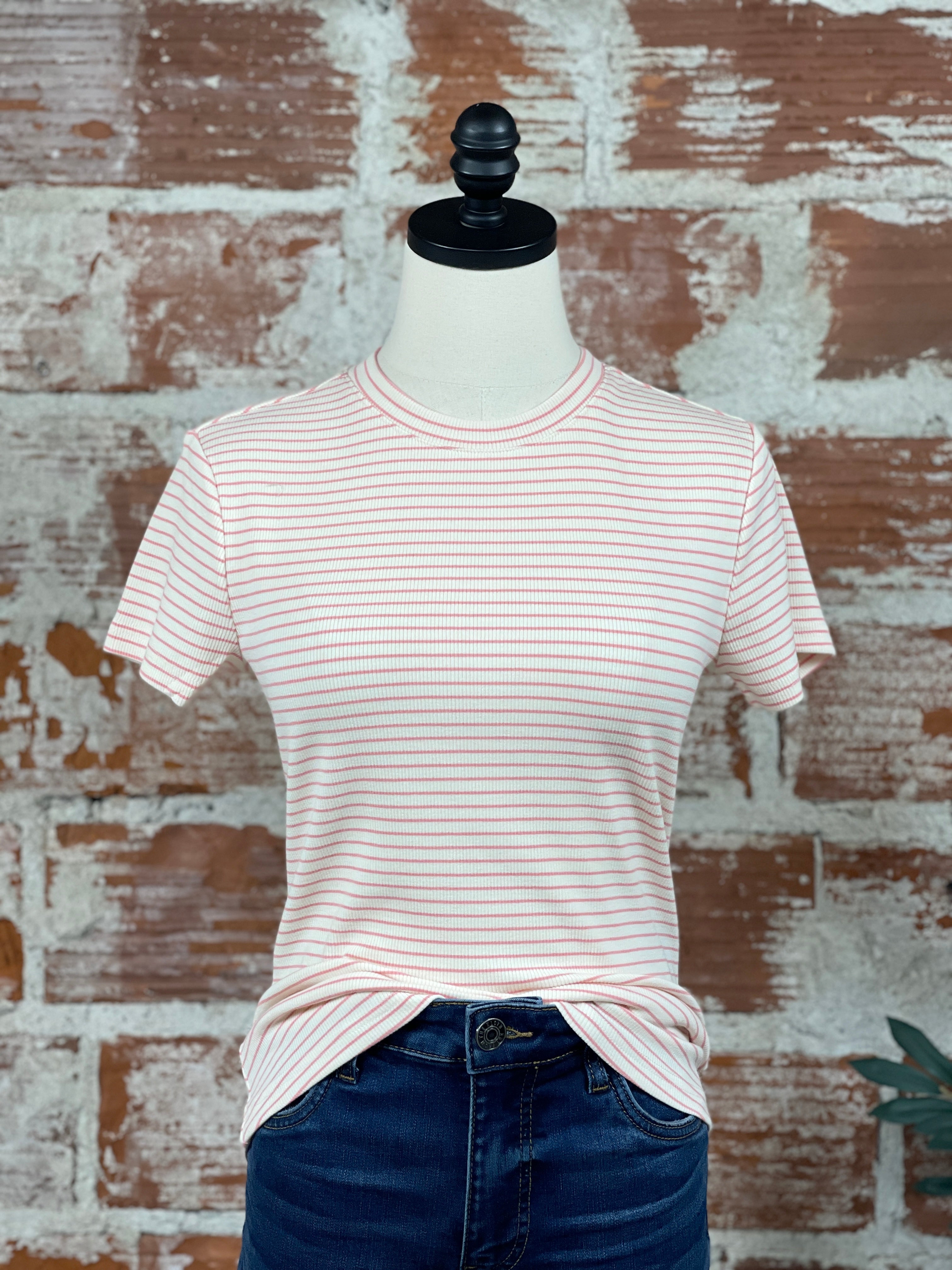 Thread and Supply Annie Top in Cream and Pink-122 - Jersey Tops S/S (Dec - May)-Little Bird Boutique