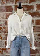 Dex Gauze Top in White-112 - Woven Top S/S (Dec - May)-Little Bird Boutique