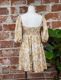 Square Neck Mini Dress in Mustard Floral-151 Dresses - Short-Little Bird Boutique