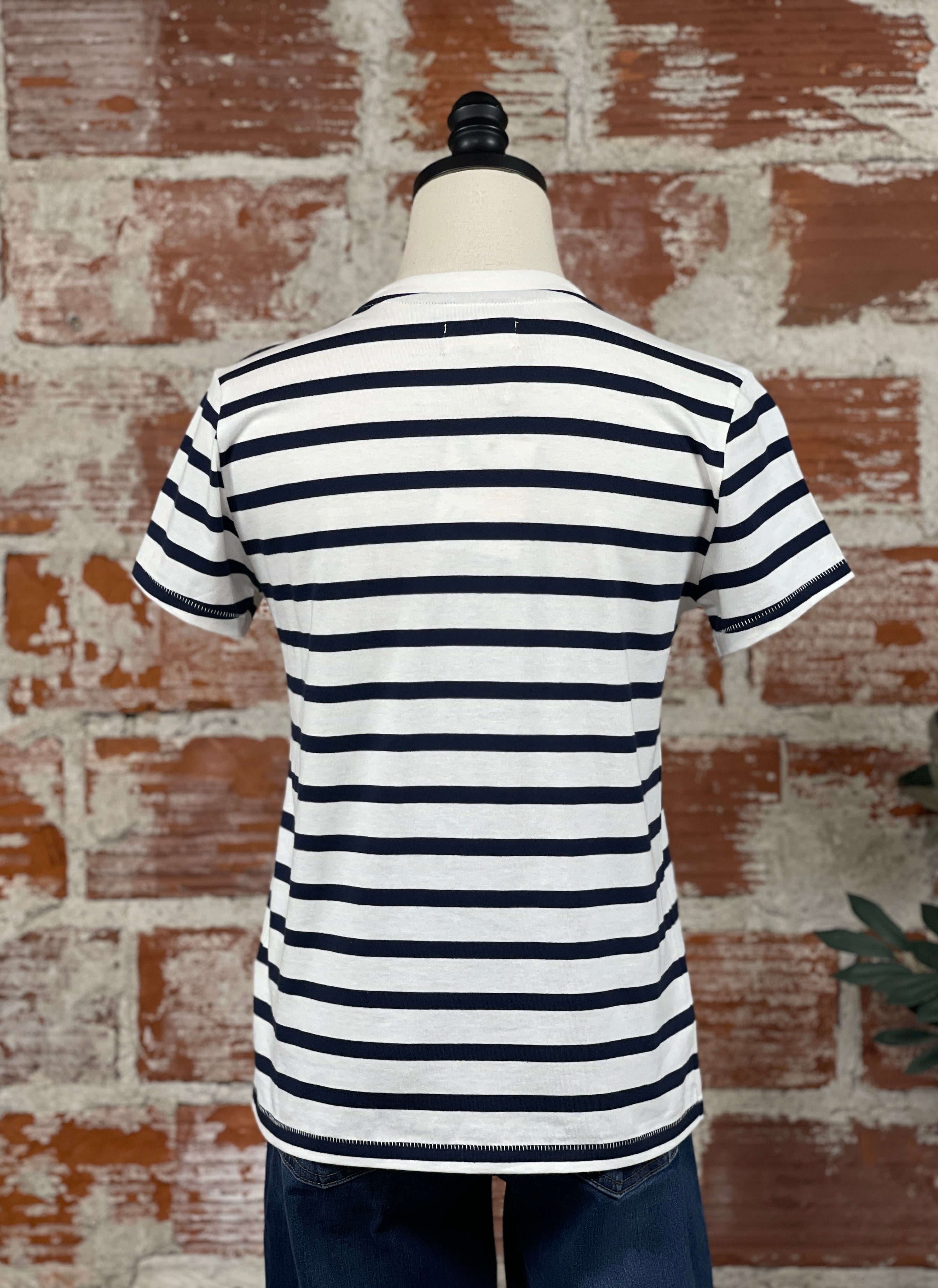 Thread and Supply Asher Tee in White and Navy Stripe-122 - Jersey Tops S/S (Dec - May)-Little Bird Boutique