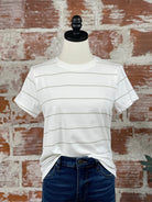 Thread and Supply Asher Tee in White and Sage Stripe-122 - Jersey Tops S/S (Dec - May)-Little Bird Boutique