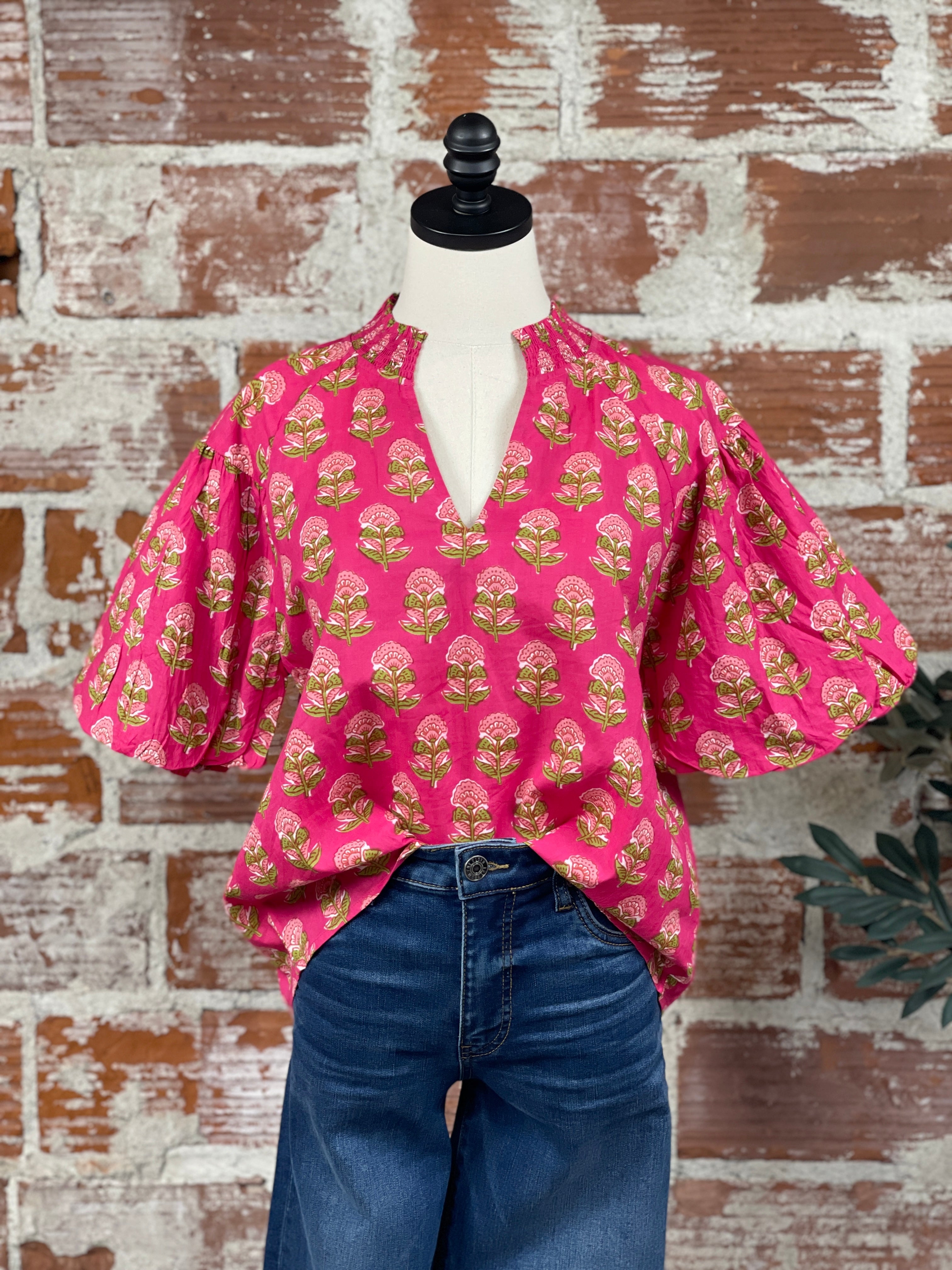 THML Cozette Top in Raspberry-112 - Woven Top S/S (Dec - May)-Little Bird Boutique