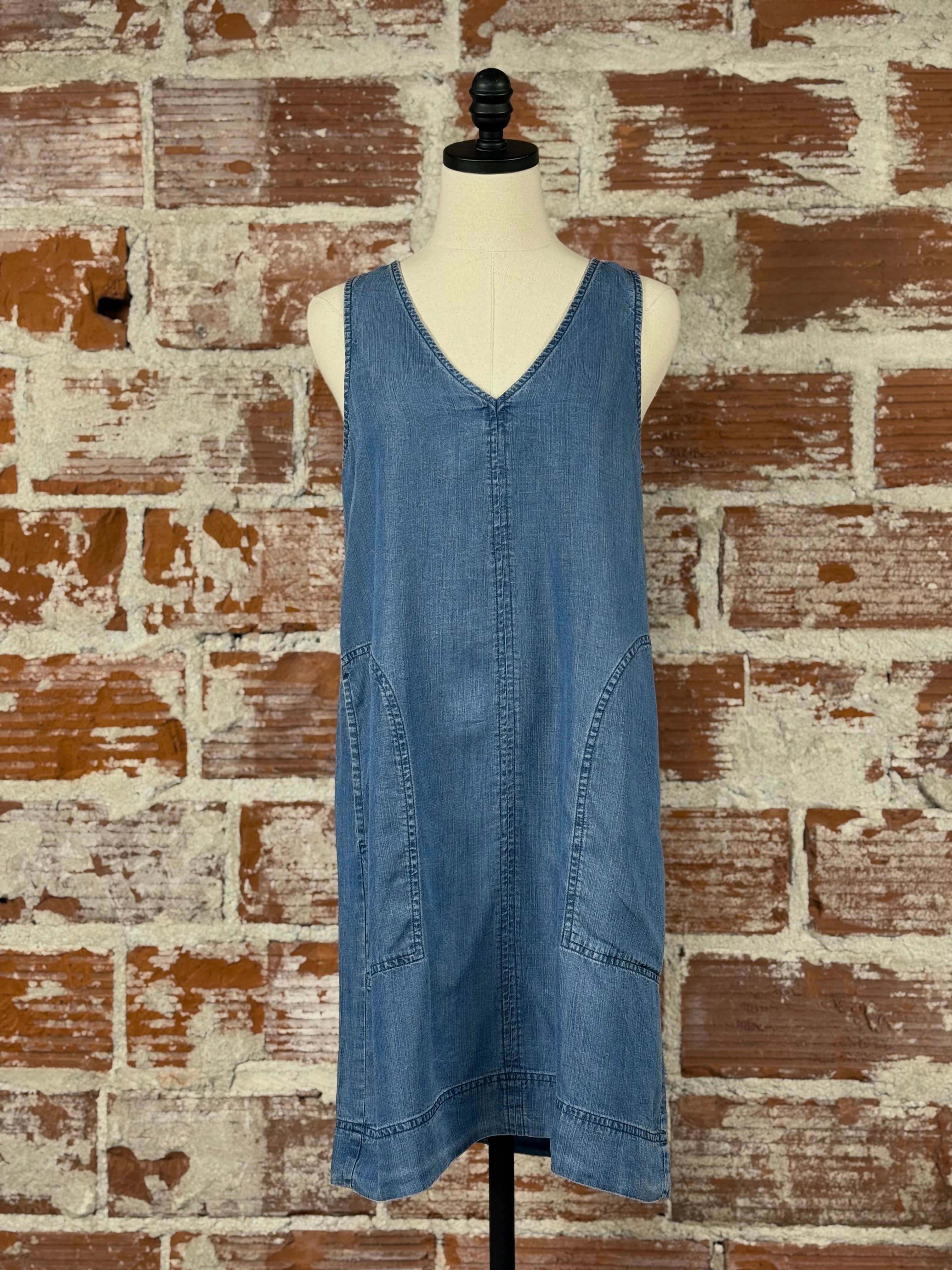 Fairchild Tank Dress in Medium Wash-151 Dresses - Short-Little Bird Boutique