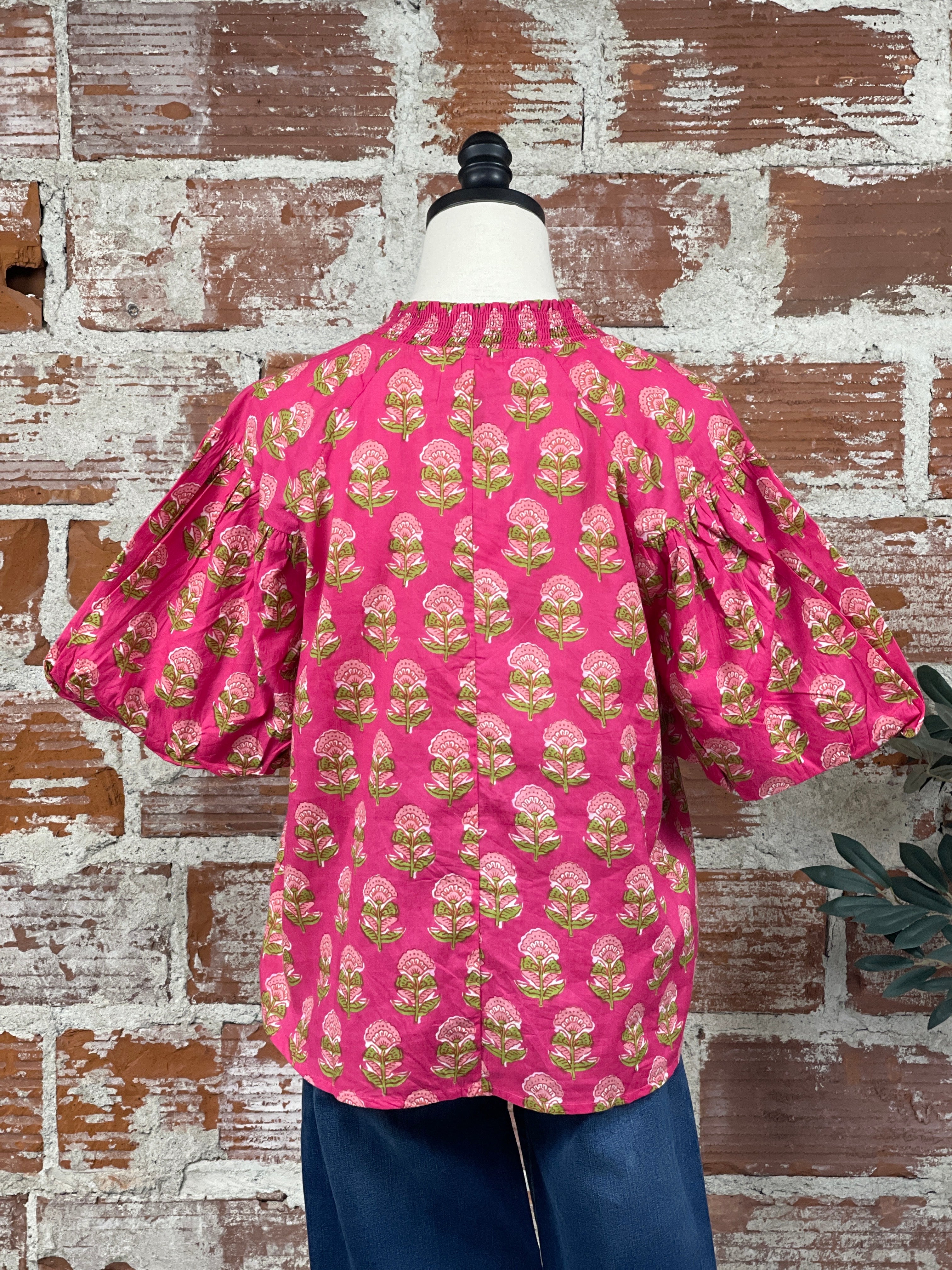THML Cozette Top in Raspberry-112 - Woven Top S/S (Dec - May)-Little Bird Boutique