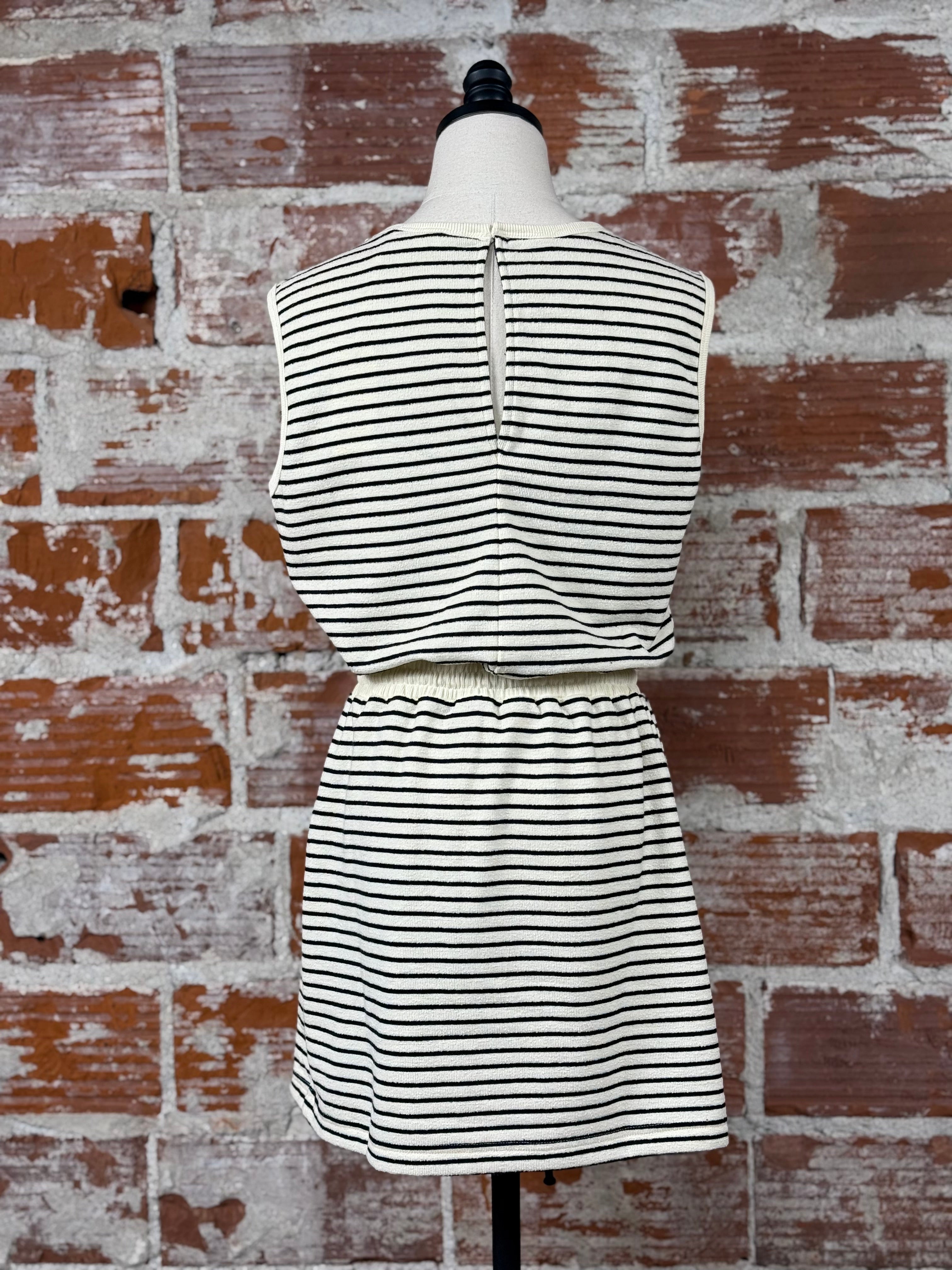 Hawthorne Dress in Cream and Black-151 Dresses - Short-Little Bird Boutique