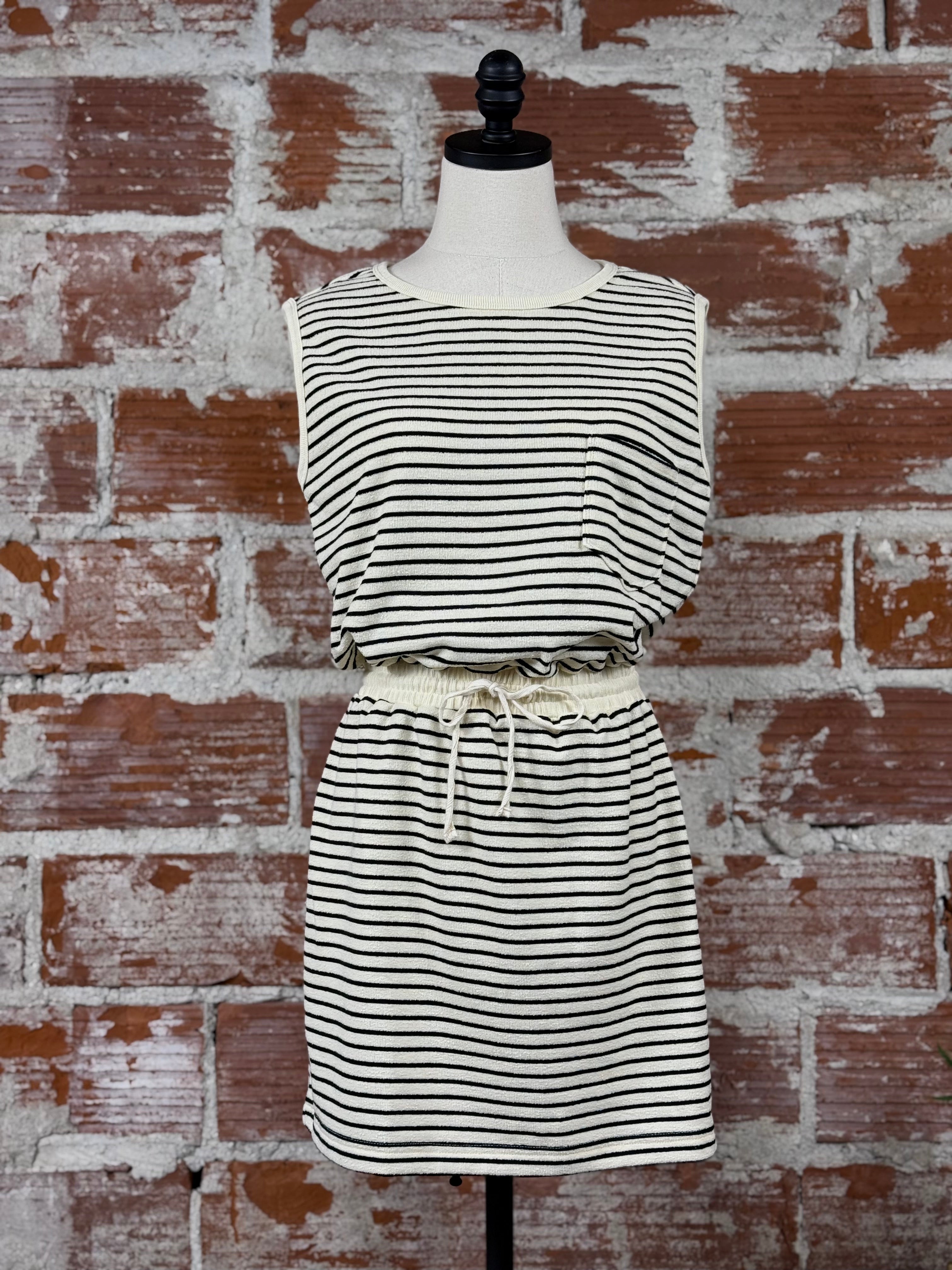 Hawthorne Dress in Cream and Black-151 Dresses - Short-Little Bird Boutique