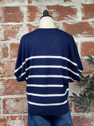 Liverpool Dolman Sweater in Navy and White Stripe-132 - Sweaters S/S (Dec - May)-Little Bird Boutique