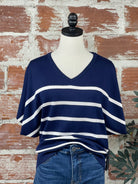 Liverpool Dolman Sweater in Navy and White Stripe-132 - Sweaters S/S (Dec - May)-Little Bird Boutique