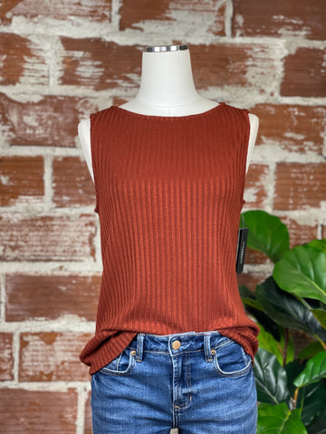 Liverpool Boat Neck Ribbed Top in Cinnamon