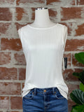 Liverpool Boat Neck Ribbed Top in Snow-123 Jersey Tops - Sleeveless-Little Bird Boutique