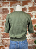 Embroidered Smock Waist Top in Army Green-112 Woven Tops - Long Sleeve-Little Bird Boutique