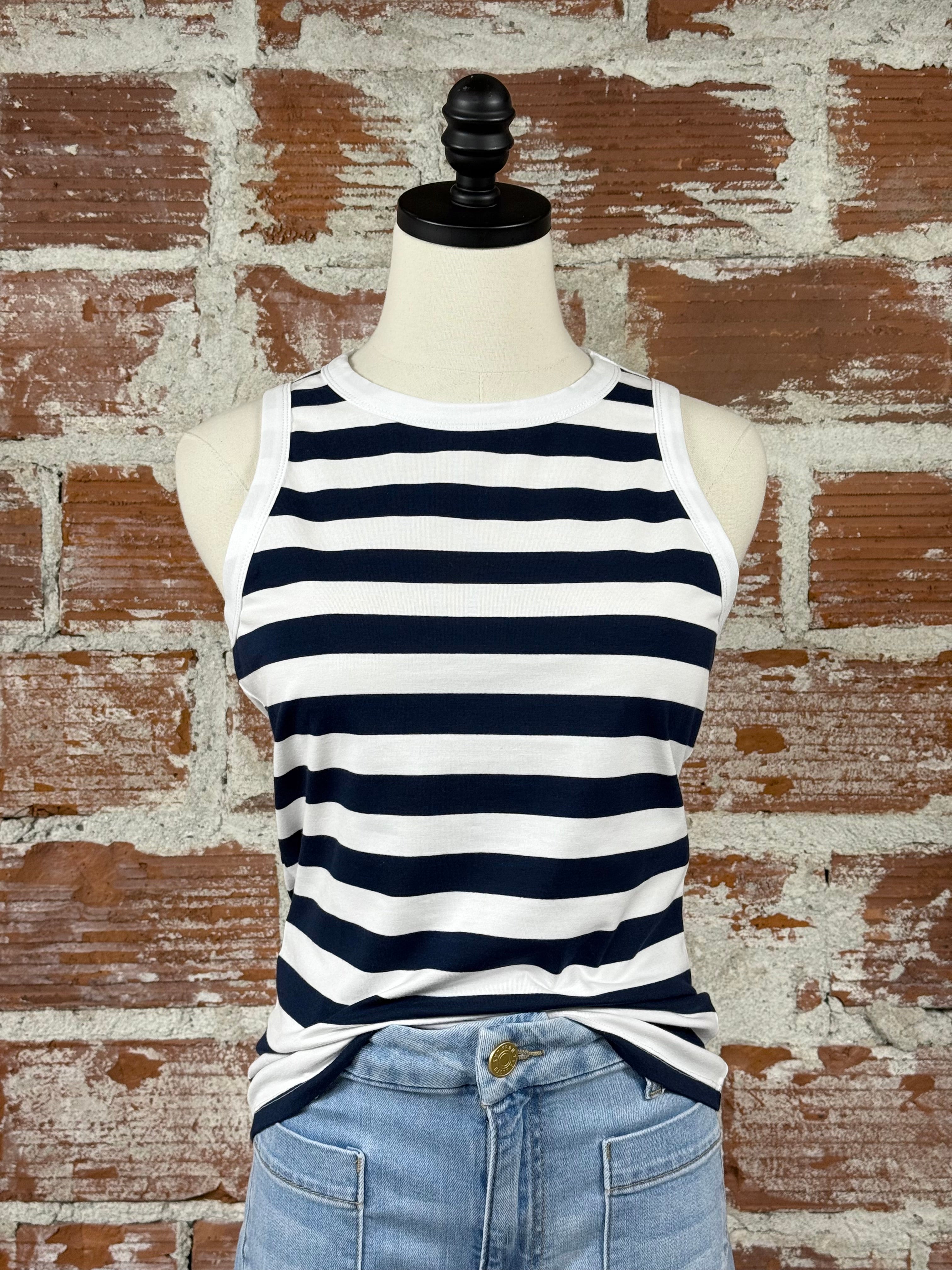 Jak and Rae Rios Tank in Navy and White Stripe-122 - Jersey Tops S/S (Dec - May)-Little Bird Boutique
