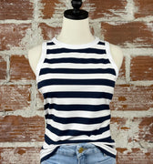 Jak & Rae Rios Tank in Navy and White Stripe-122 - Jersey Tops S/S (Dec - May)-Little Bird Boutique
