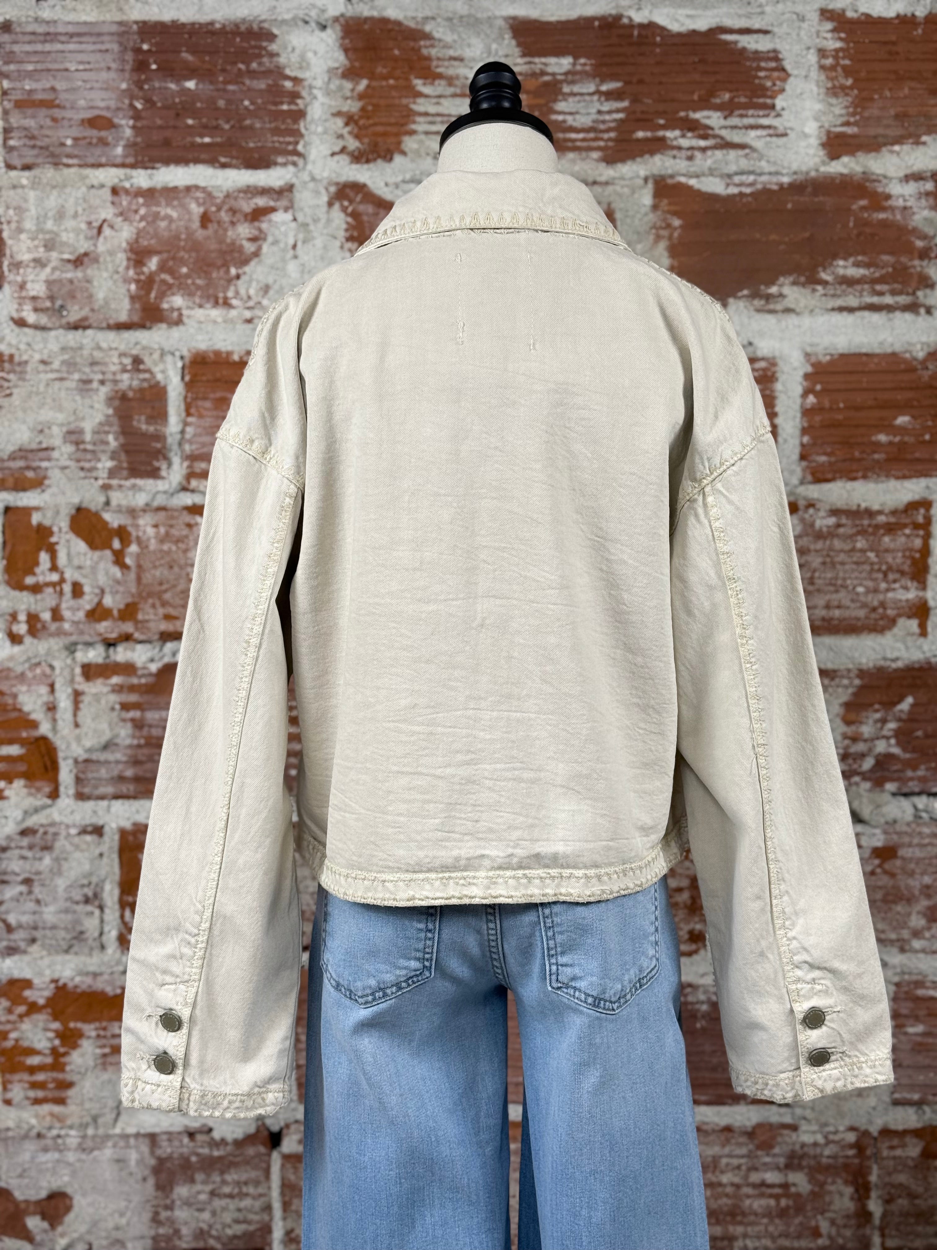 Oat New York Whipstitch Jacket in Oatmeal-141 Outerwear Coats & Jackets-Little Bird Boutique