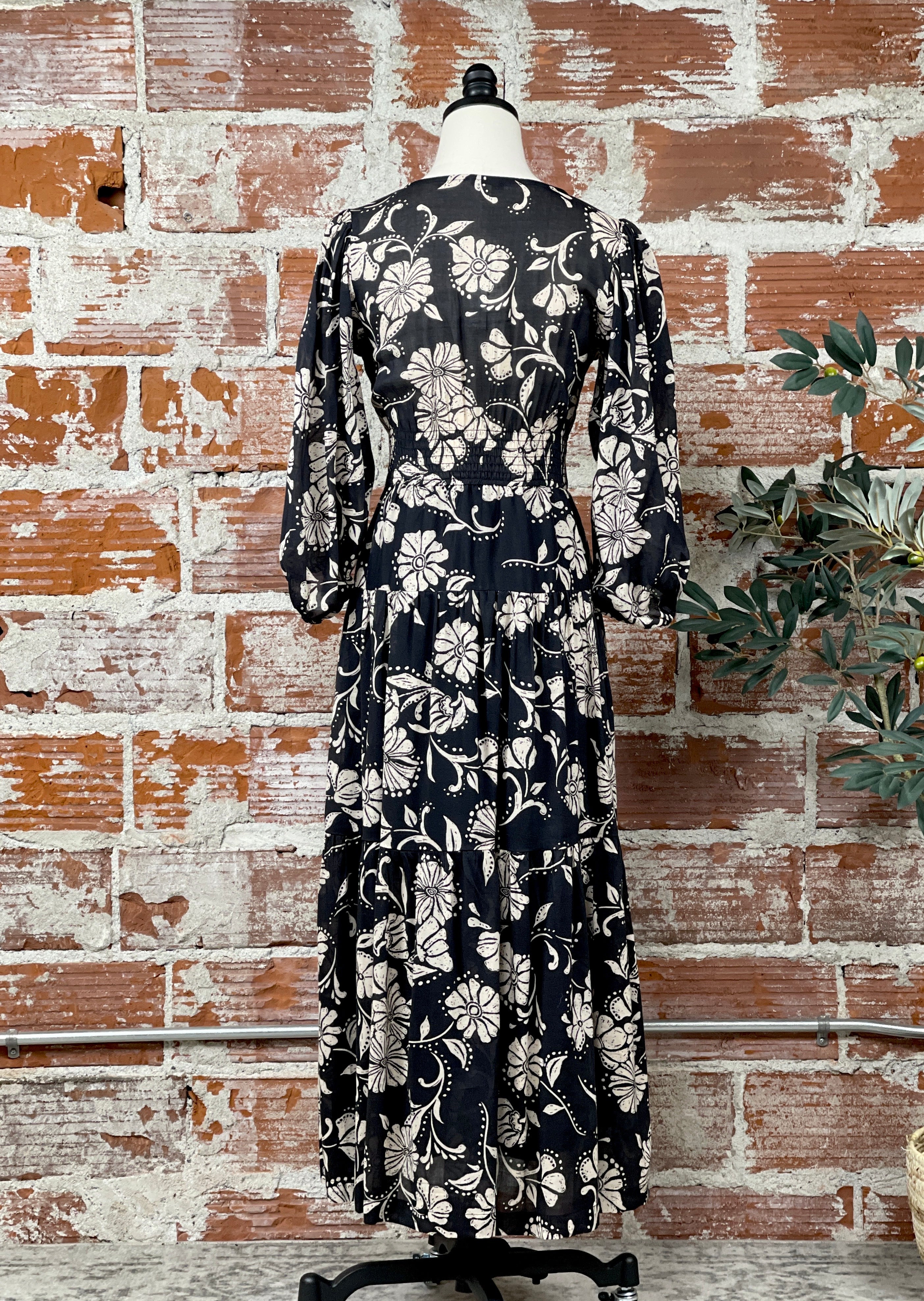 Z Supply Adelina Ari Floral Midi Dress in Parchment