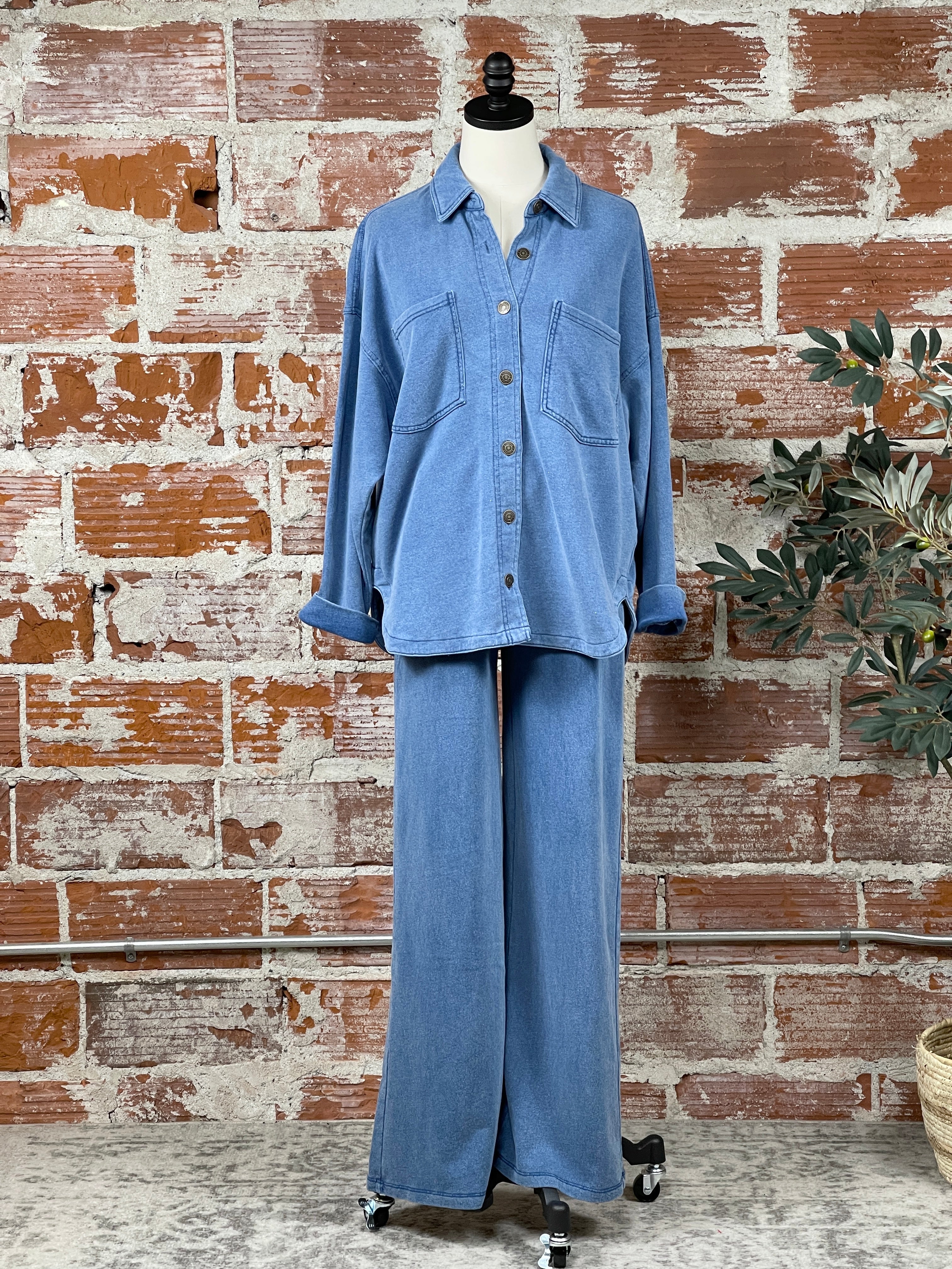 Z Supply Hunter Knit Pant in Vintage Indigo-220 Pants-Little Bird Boutique