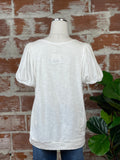 Puff Sleeve Jersey Top in Off White-121 Jersey Tops - Short Sleeve-Little Bird Boutique
