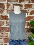 Chloe Crochet Sweater Vest in Teal-130 Sweaters-Little Bird Boutique