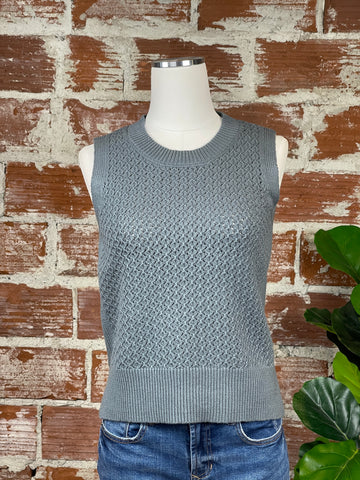 Chloe Crochet Sweater Vest in Teal