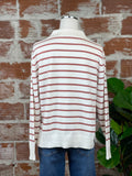 Collared Striped Sweater in Ivory & Clay Stripe-130 Sweaters-Little Bird Boutique