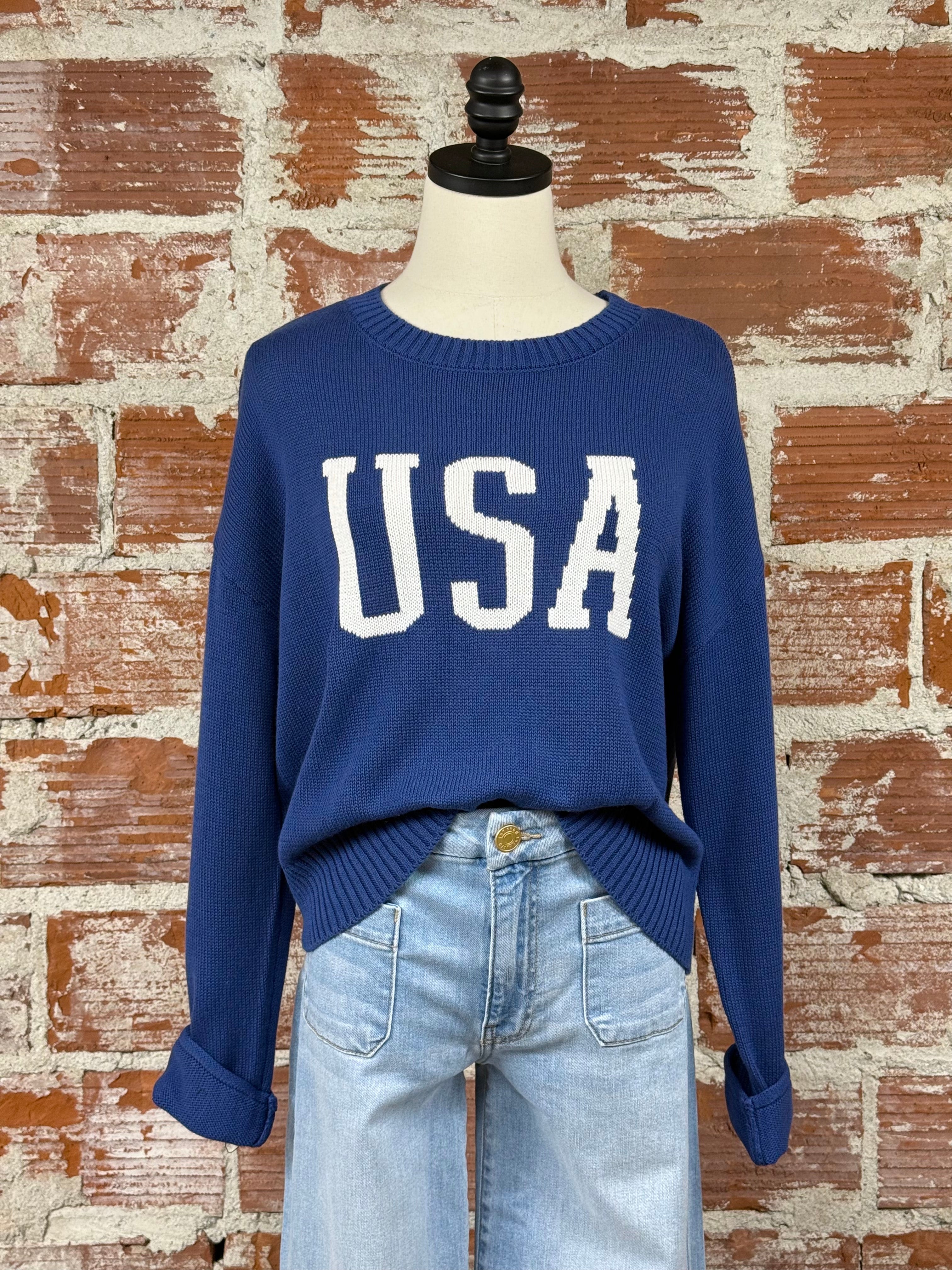 Z Supply Sienna USA Sweater in Yacht Blue-132 - Sweaters S/S (Dec - May)-Little Bird Boutique
