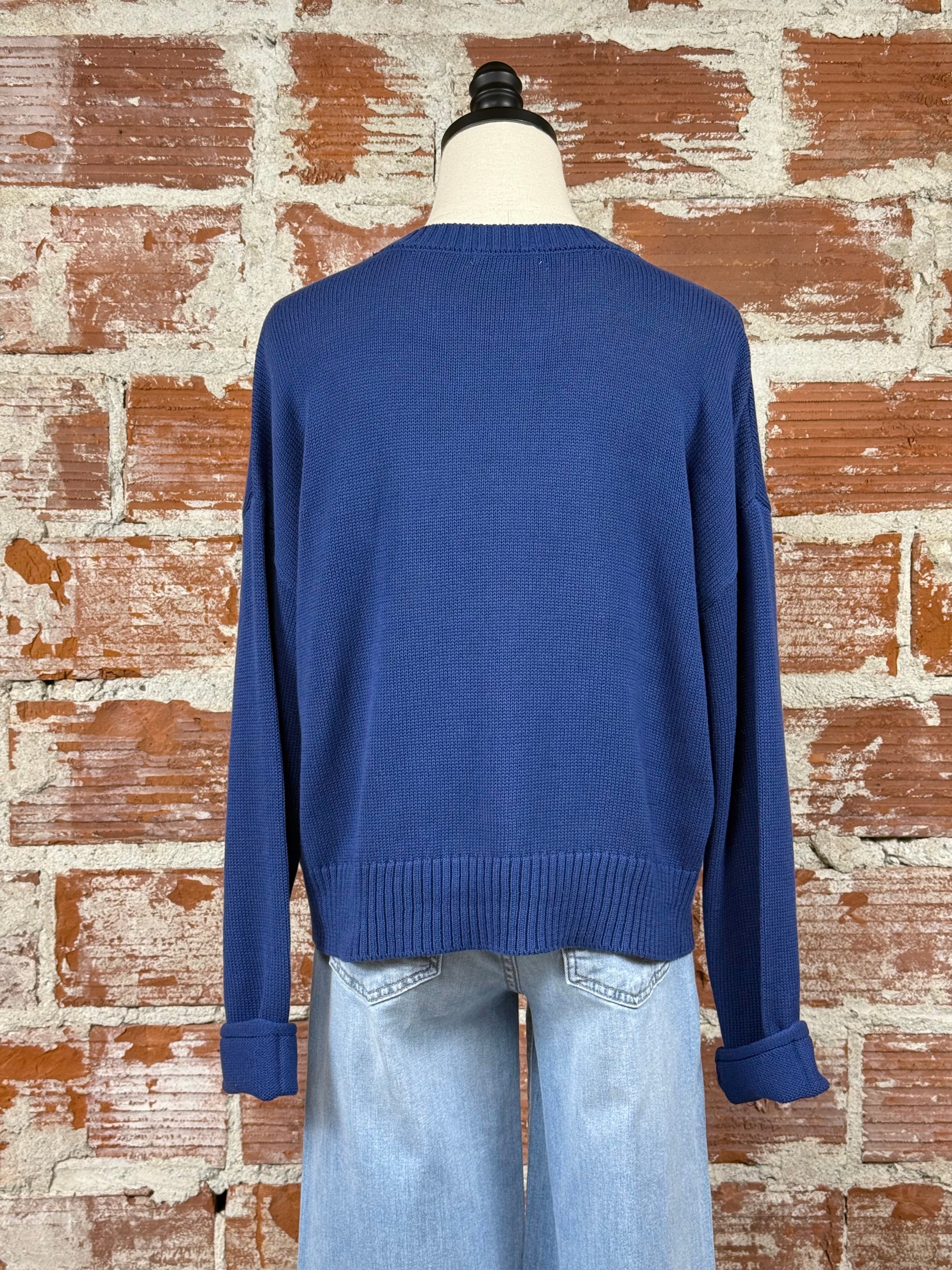 Z Supply Sienna USA Sweater in Yacht Blue-132 - Sweaters S/S (Dec - May)-Little Bird Boutique