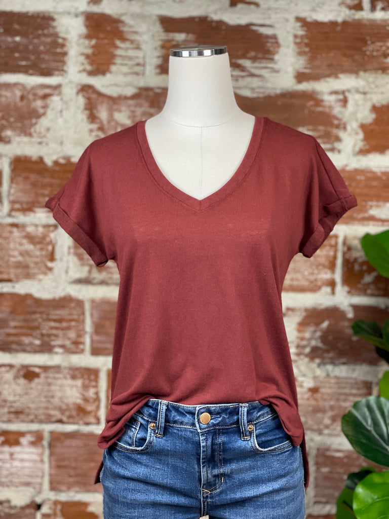 Cap Sleeve Top in Wine