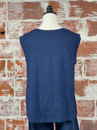 Liverpool Sleeveless Top in Dark Navy-112 - Woven Top S/S (Dec - May)-Little Bird Boutique