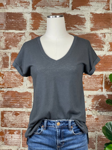 Cap Sleeve Top in Charcoal