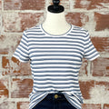 Liverpool Classic Knit Tee in White and Indigo Stripe-122 - Jersey Tops S/S (Dec - May)-Little Bird Boutique