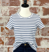 Liverpool Classic Knit Tee in White and Indigo Stripe-122 - Jersey Tops S/S (Dec - May)-Little Bird Boutique
