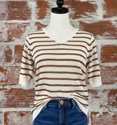 Luanna Sweater in Rust Stripe-132 - Sweaters S/S (Dec - May)-Little Bird Boutique