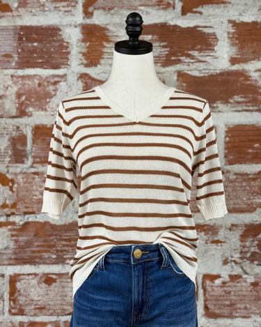 Luanna Sweater in Rust Stripe-132 - Sweaters S/S (Dec - May)-Little Bird Boutique