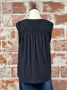 Liverpool Shirred Top in Black-122 - Jersey Tops S/S (Dec - May)-Little Bird Boutique