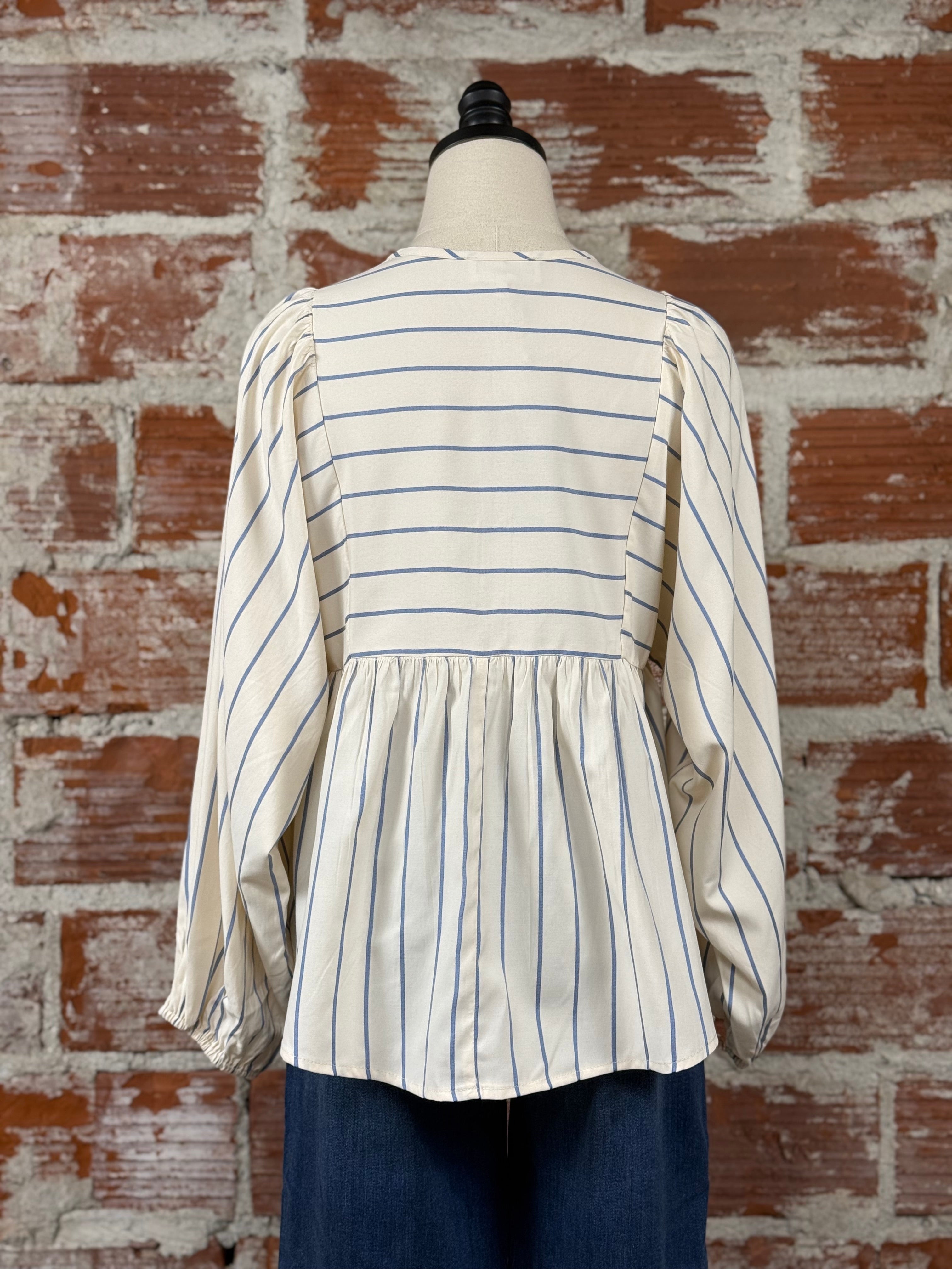 Patel Top in Off White and Blue-112 - Woven Top S/S (Dec - May)-Little Bird Boutique