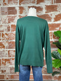 Boat Neck Ribbed Shoulder Sweater in Forest-130 Sweaters-Little Bird Boutique