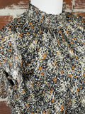 Ruffle Mock Neck Flutter Sleeve Top in Black Floral-111 Woven Tops - Short Sleeve-Little Bird Boutique