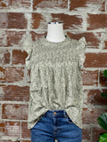 THML Sleeveless Ruffle Top in Olive-113 Woven Tops - Sleeveless-Little Bird Boutique