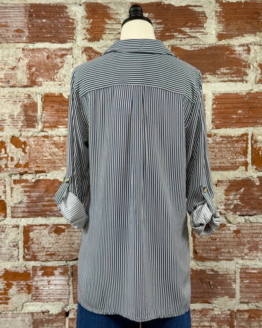 Hali Top in Navy-112 - Woven Top S/S (Dec - May)-Little Bird Boutique