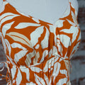 Dex Drawstring Maxi Dress in Orange Palm Leaf-152 Dresses - Long-Little Bird Boutique