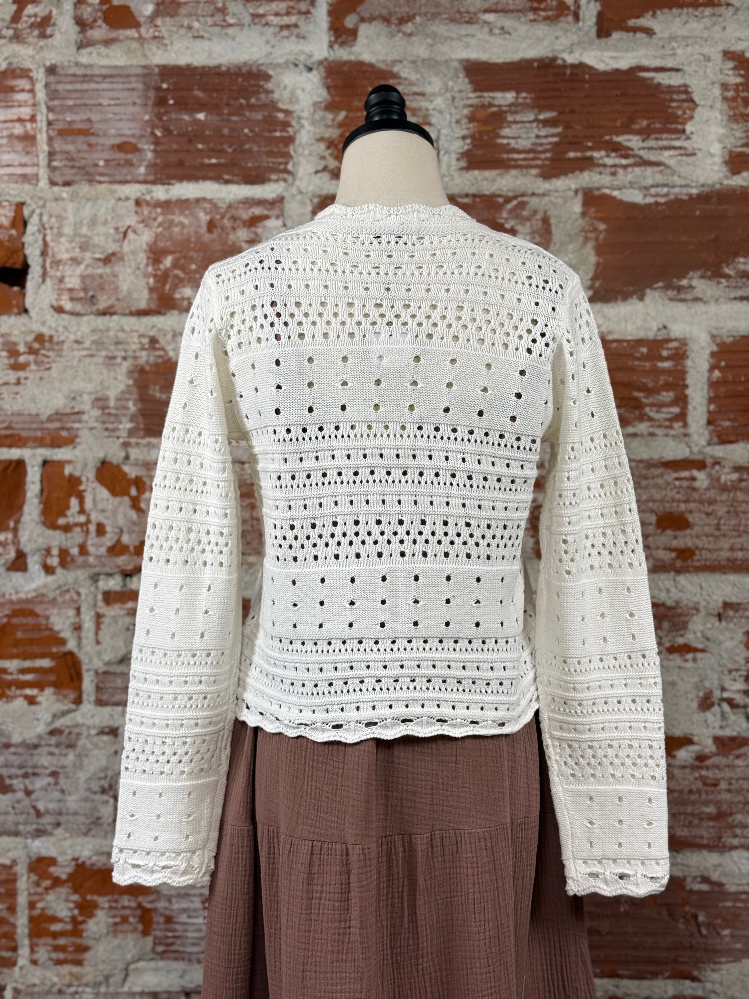 Perry Combi Sweater in Off White-132 - Sweaters S/S (Dec - May)-Little Bird Boutique