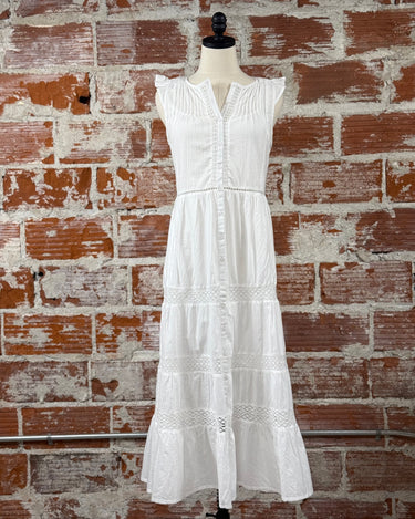 Dex Lace Insert Maxi Dress in White-152 Dresses - Long-Little Bird Boutique
