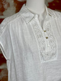 Jaedyn White Lace Insert Top-111 Woven Tops - Short Sleeve-Little Bird Boutique
