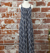 Moreau Dress in Navy Geo-152 Dresses - Long-Little Bird Boutique