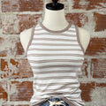 Sierra Tank in Taupe and Ivory Stripe-122 - Jersey Tops S/S (Dec - May)-Little Bird Boutique