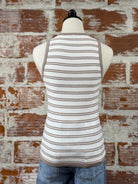 Sierra Tank in Taupe and Ivory Stripe-122 - Jersey Tops S/S (Dec - May)-Little Bird Boutique