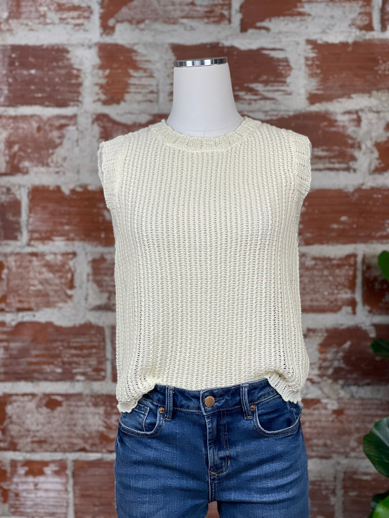 Sassy Sleeveless Sweater in Ivory
