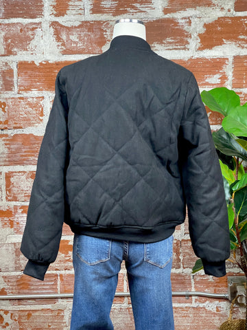 Olivia Quilted Bomber Jacket in Black