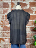 Ruffle Short Sleeve Top in Black-121 Jersey Tops - Short Sleeve-Little Bird Boutique